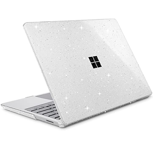 Mektron Glitter Microsoft Surface Laptop Go 2/1 Case 12.4 Inch Laptop Cover 2022-2020 Model 1943/2013 Plastic Hard Shell Case with Screen Protector + Keyboard Cover, Sparkle Crystal Clear - color: Sparkle Crystal Clear