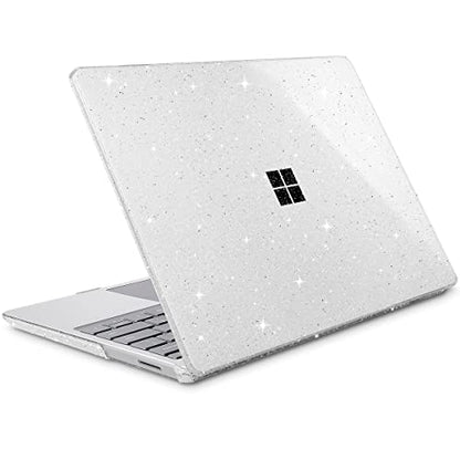Mektron Glitter Microsoft Surface Laptop Go 2/1 Case 12.4 Inch Laptop Cover 2022-2020 Model 1943/2013 Plastic Hard Shell Case with Screen Protector + Keyboard Cover, Sparkle Crystal Clear - color: Sparkle Crystal Clear