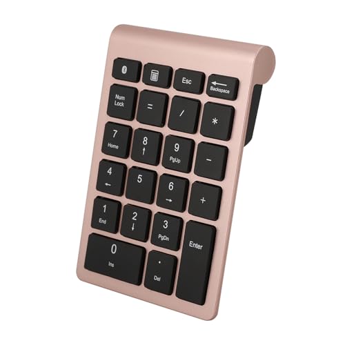 Dioche 22 Keys USB Keypad Numeric, Numpad Mini Financial Accounting Rechargeable Keypad Numpad Number Pad Mini Keyboard for Laptop Desktop PC Notebook (Rose Gold)