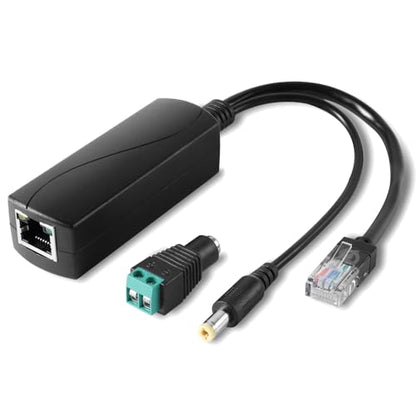 2.5G Ethernet PoE Splitter 12V/2A with DC Female Connector, DC 5.5 * 2.1mm Plug, 48V PoE to DC 12V/2A 24W Output, Compliant with IEEE 802.3af/at for DIY & Various Scenarios (PS5712TG-B) - style: (PS5712TG-B) 12V/2A with Female Connector
