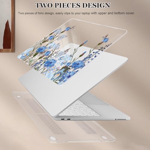 Compatible with MacBook Neo 13 inch Case 2026 (Model A3404), Printed Pattern Hard Shell Laptop Case with Keyboard Cover & Screen Film, Slim Plastic Protective Cover, Tropical Blue Flowers - color: Tropical Blue Flowers