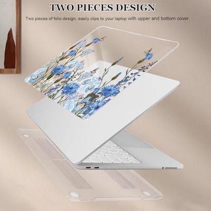 Compatible with MacBook Neo 13 inch Case 2026 (Model A3404), Printed Pattern Hard Shell Laptop Case with Keyboard Cover & Screen Film, Slim Plastic Protective Cover, Tropical Blue Flowers - color: Tropical Blue Flowers