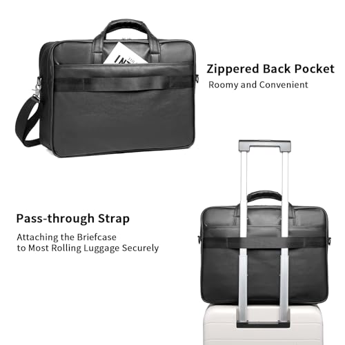 seyfocnia Men’s Leather Messenger Bag, 15.6 Inch 17.3 Inch Laptop Briefcase Satchel Computer Shoulder Bag Business Handbag