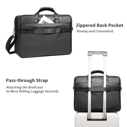 seyfocnia Men’s Leather Messenger Bag, 15.6 Inch 17.3 Inch Laptop Briefcase Satchel Computer Shoulder Bag Business Handbag