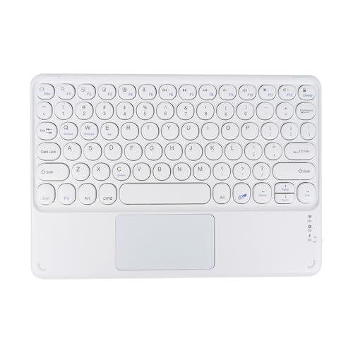 Wireless Bluetooth Keyboard with Touchpad 10inch Portable Rechargeable Slim Keyboard for iPad Pro/iPad Air/iPad 9.7/iPad 10.2/iPad mini and Other iOS Android Windows Devices(White) - color: white