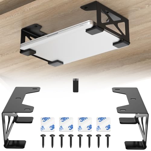woiron Under Desk Laptop Mount, Metal Under Desk Shelf Holder | compatible for MacBook,Mini PC,Xbox Series S,Xbox One S/X, Under Laptop Storage Mount