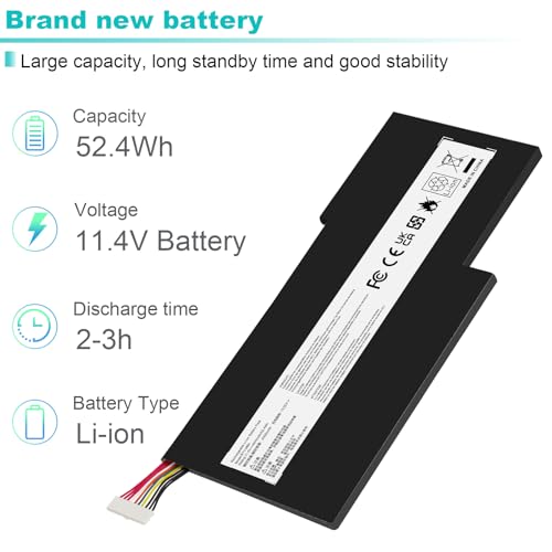 BTY-M6K Laptop Battery for MSI Stealth Pro GF63 GF65 GF75 GS63VR GS73VR 7RG 7RG-005 Thin 8RB 8RC 8RD 8RD-031TH 8RC 8RF 8SC 8RX Thin WS63 8SK WP65 WF65 WF75 MS-16K3 MS-17B4 MS-16W1 MS-16R1 - size: 8.54*3.62*0.24inch