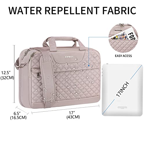 EMPSIGN 17.3 Inch Laptop Bag, Large Capacity Expandable Briefcase for Women & Men Business Office, Water-Repellent Laptop Case Travel Computer Bag with RFID Pockets, Dusty Pink | Large Capacity Expandable Briefcase, Women & Men Business Office, Water-Repe