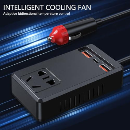 Car Charging Inverter 150W 4 Intelligent USB Ports For Laptops Phones Essential