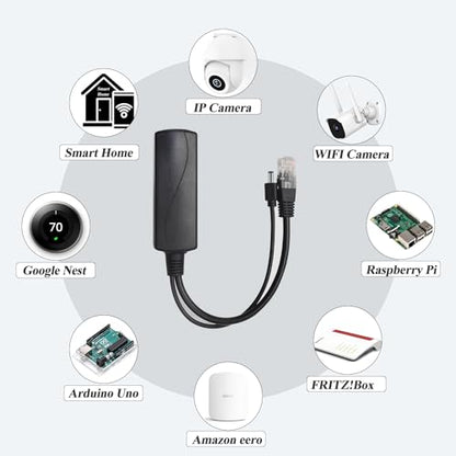 2.5G PoE Splitter 12V/1A, DC 5.5 * 2.1mm Plug, 48V PoE to DC 12V/1A 12W Output, 2.5Gbps Ethernet Comply IEEE802.3af/at, Plug and Play for IP Camera, Smart Home - style: PS5712G-X DC 5.5 x 2.1 12V/1A
