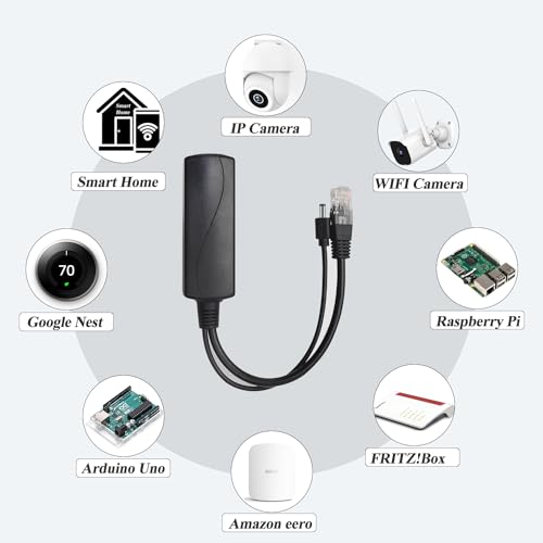 2.5G PoE Splitter 24V/1A, DC 5.5 * 2.1mm Plug, 48V PoE to DC 24V/1A 24W Output, 2.5Gbps Ethernet Comply IEEE802.3af/at, Plug and Play for IP Camera, Smart Home(PS5724TG) - style: (PS5724TG) 24V/1A 5.5 * 2.1mm