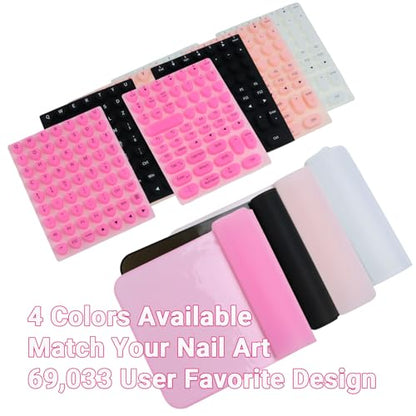 Long Nail Keyboard Stickers & Cover for Long Nails - 119 Keys Set, Fits 15-17 Inch Laptops, Portable Plastic Storage Case, Ideal Gift (White) - color: Grayish-white