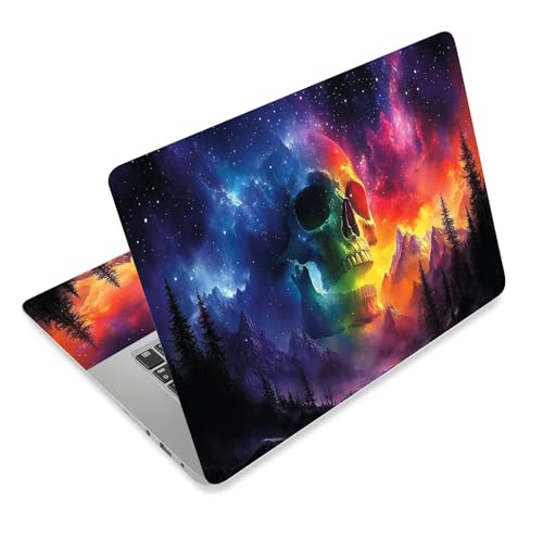 Laptop Skin Sticker Decal for 12 13 13.3 14 15 15.6 in, Universal Vinyl Waterresistant Protector Cover for Notebook PC Netbook, Computer Decor for Women Girls Rainbow Skull Galaxy - color: Rainbow Skull Galaxy