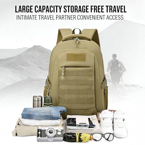 18 Inch Olive Green Teen School Backpack, 35L Water Resistant Large Capacity Bookbag with Luggage Strap, Daypack for Boys Girls School Daily Travel, Khaki - color: Camo Backpack Single Pack-5