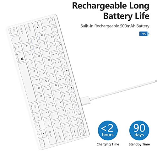 TaIYanG Bluetooth Keyboard for iPad Wireless Keyboard Compatible with iPad 10th/10.2(9th/8th/7th Generation), Air 5th/4th, Pro 11/12.9, 9.7, Mini and All Bluetooth Devices (White) - color: White