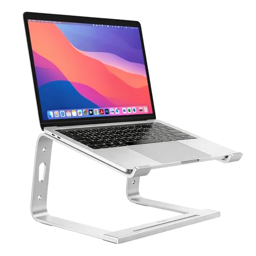 Staples TECH Adjustable Aluminum Laptop Stand – Fits 11"–17" Laptops, Ergonomic Eye‑Level Riser with Ventilated Cooling & Anti‑Slip Base, Silver - style: Silver