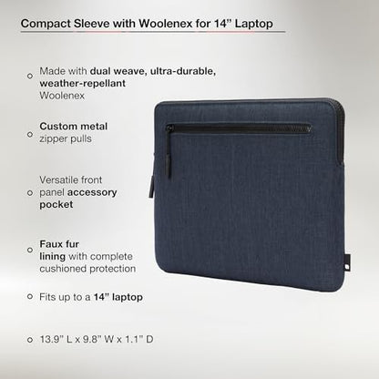 Incase Compact Laptop Sleeve with Woolenex - 14" MacBook/Laptop and iPad/Tablet Sleeve, Computer Case and Cover, Lightweight, Weather Resistant, with Slip Pocket for Accessories - Heather Navy - color: Heather Navy