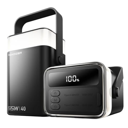 65W Power Bank 40000mAh Laptop Portable Charger Battery Pack - Black - color: Midnight Black