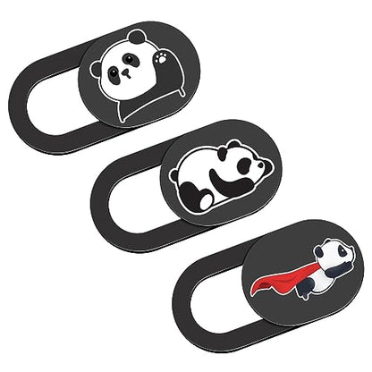 Laptop Camera Cover, Ultra Thin 0.02 Inch Webcam Cover, Camera Blocker Macbook Accessories for Macbook Pro/Air iMac iPad iPhone Tablet PC Computer Cute Panda Lovers Gifts Protect Privacy Security - color: Super Panda-Black
