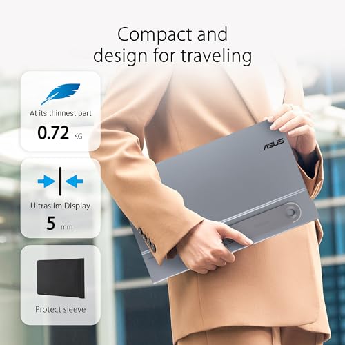 ASUS ZenScreen 16” OLED USB-C portable monitor (MQ16AHE) – Full HD, 100% DCI-P3, 1ms, HDR-10, Mini HDMI, Eye Care, Proximity Sensor, 360° kickstand, Compatible with Laptops, Smartphones, 3 yr warranty - style: 16" OLED USB-C kickstand