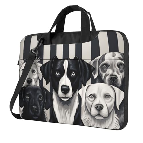 Laptop Bag for Women Men Portable Computer Carrying Case with Handle Strap Waterproof Shoulder Messenger Bag - color: Dogs Stripe, size: 13 Inch