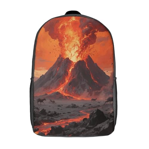 Volcano Wonder 17 Inch Laptop Backpack for Men Women Travel Daypack with Pockets Work Bag for Office