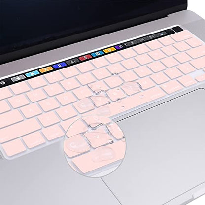 MOSISO Keyboard Cover Compatible with MacBook Pro 13 inch M2 2023, 2022, 2021 2020 M1 A2338 A2289 A2251&Compatible with MacBook Pro 16 2020 2019 A2141 Touch ID,Protective Silicone Skin, Chalk Pink - color: Chalk Pink