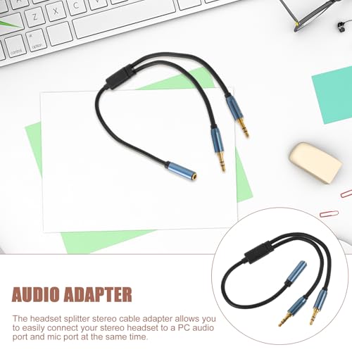 SEWACC One Headphone Mic Audio Y Splitter Cable Adapter for Laptop Lossless Sound Transmission Lightweight Compact Earphone Splitter for Headsets and Microphones