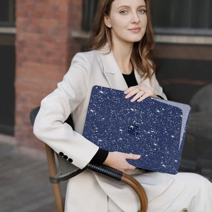 MOSISO Compatible with MacBook Air 13 inch Case M5 M4 M3 M2 2026-2022 | 4 in 1 Kit Bling Sparkly Hard Shell for MacBook Air 13.6 inch Case, Glitter Cover, A3449 A3240 A3113 A2681, Navy Blue - color: Navy Blue