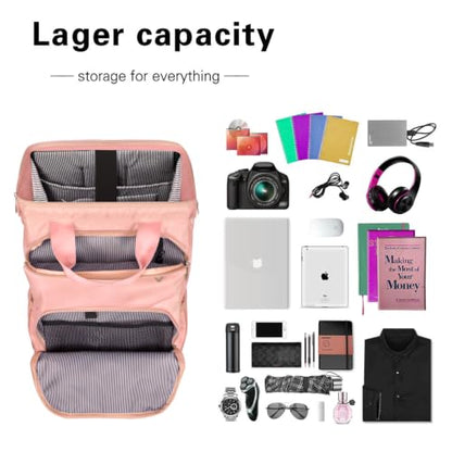 Hap Tim Travel Backpack Carry On Flight Approved, Laptop Backpack Women, Work Backpack Woman, Teacher Backpack, Pink（7651-PK） - color: Pink