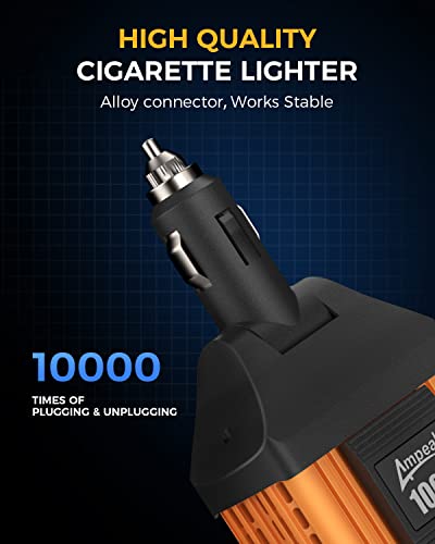 100W Car Power Inverter, 12V DC to 110V AC, Cigarette Lighter Plug | 200W Surge Peak, 1 AC Outlet, Dual USB 4.8A, 11 Protections, Rotating Head, for iPhone iPad Laptop - color: 100W Car Inverter