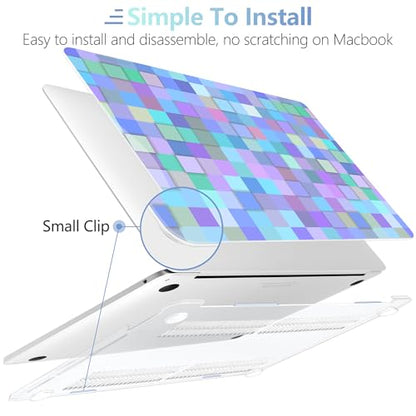 MEEgoodo for M2 MacBook Pro 13 inch Case 2022 2021 2020,Crystal Cover Fit Model A2338 M2/M1 A2251 A2289,Clear Case for 13.3-inch Laptop,Hard Shell for MacBook Pro M2, Light Blue Mosaic - color: Light Blue Mosaic