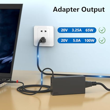100W 20V 5A Type C Laptop Charger for Lenovo Yoga Slim 7 Pro, IdeaPad 5 Pro16 ThinkPad 15 16 X280, Compatible P/N: ADL100YLC3A 5A11J62105 SA11D52396 Power Supply Adapter