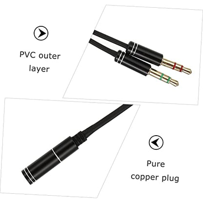 Vaguelly 2pcs Headset Splitter Audio Adapter Extension Cable for Laptop Dual Male to Female Connector Lightweight and Design for Headphones and Microphones