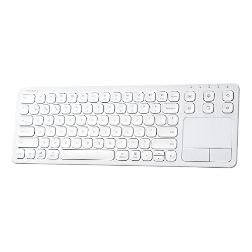 SANWA Multi Device Bluetooth Keyboard with Touchpad, Rechargeable Keypad with Trackpad for Laptop Desktop Computer PC iPad/iPhone Tablet, Compatible with MacBook, Windows, Android, iOS, White - style: White