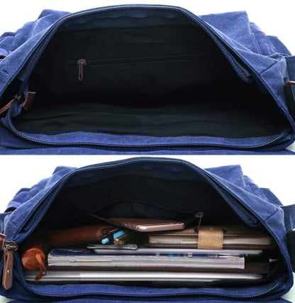 Sechunk Canvas Large Messenger Bag Shoulder bag Cross body bag Crossbody Bag - color: Blue, size: Small