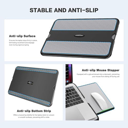 AboveTEK Portable Laptop Lap Desk w/Retractable Left/Right Mouse Pad, 2-in-1 Laptop Sleeve Case with Stand for 13-14 inch Laptops Grey