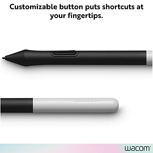 Wacom One Pen, for Wacom One 12, 13 & 14 CP91300B2Z | Cordless and Battery Free so it never needs a charge, programmable pen button puts shortcuts at your fingertips