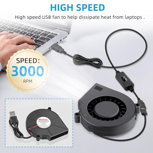 Wathai 75mm x 15mm USB Blower Cooling Fan 5V DC Turbo Small Fan DIY Cool | DC Brushless Turbo Small Computer Case Blower Fan for Cooling Electronics, Hard Hat, Helmet, and DIY Projects - size: 75mm