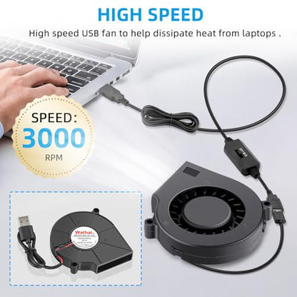 Wathai 75mm x 15mm USB Blower Cooling Fan 5V DC Turbo Small Fan DIY Cool | DC Brushless Turbo Small Computer Case Blower Fan for Cooling Electronics, Hard Hat, Helmet, and DIY Projects - size: 75mm