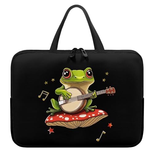 13 Inch Mushroom Frog Laptop Sleeve, Protective Tablet Case with Handle, Water Resistant Zipper Computer Carrying Bag Notebook Cover Messenger Briefcase for Travel/Business/School - color: Mushroom Frog, size: 13 Inch