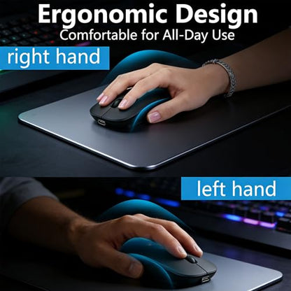 Wireless Mouse for MacBook & iPad, Bluetooth 5.2/3.0 & 2.4G USB-C/USB-A, Rechargeable Silent Slim Mouse with Multi-Device Switching & Activity Mode to Prevent Screen Lock - Black - color: Black