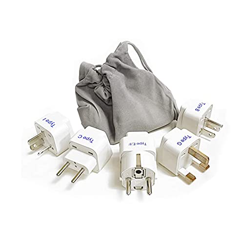Ceptics Adapter Plug Set for World Wide International Travel Use - Grounded Safe - Works with Cell Phones, Chargers, Batteries, Camera, and More - color: Paper White