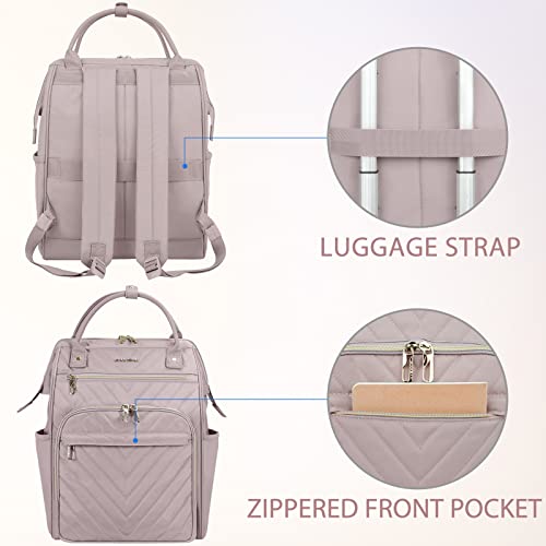 VANKEAN 17 Inch Laptop Backpack for Women Large Capacity Waterproof Daypack - color: Quilted Light Dusty Pink/Grey Purple, size: 17.3 Inch