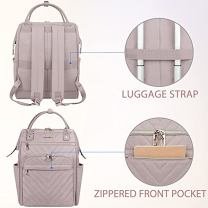 VANKEAN 17 Inch Laptop Backpack for Women Large Capacity Waterproof Daypack - color: Quilted Light Dusty Pink/Grey Purple, size: 17.3 Inch