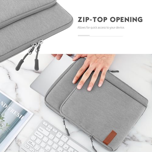 MoKo 13.3-14 Inch Laptop Sleeve Bag Carrying Case with Accessory Pocket | Fits MacBook Pro 14-inch M3/M2, MacBook Pro 13-inch M2/M1, MacBook Air 13.6-inch M2 and Surface Pro 9/8, Light Gray - color: Light Gray, size: 13.3-14 Inch