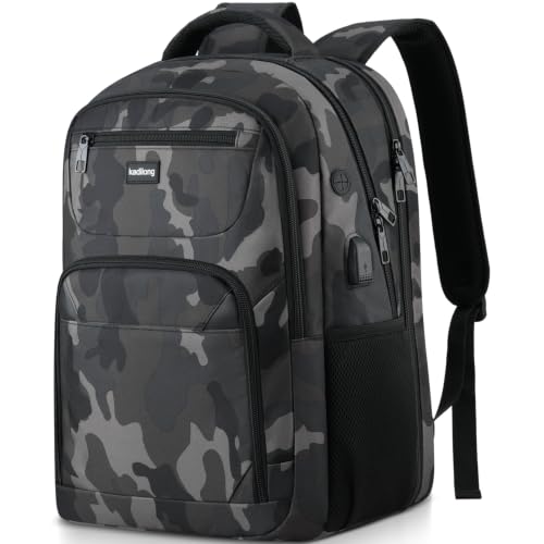 Business Laptop Backpack for Men,Anti Theft Computer Bag for Teens Boys with USB Charging Port,Water Resistant Fits 15.6 Inch Laptop and Notebook - color: Camouflage Black, size: 15,6 inch