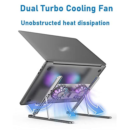 Aluminum Adjustable Laptop Stand for Tablet Notebook Cooling Fan Pad Portable Base - color: E