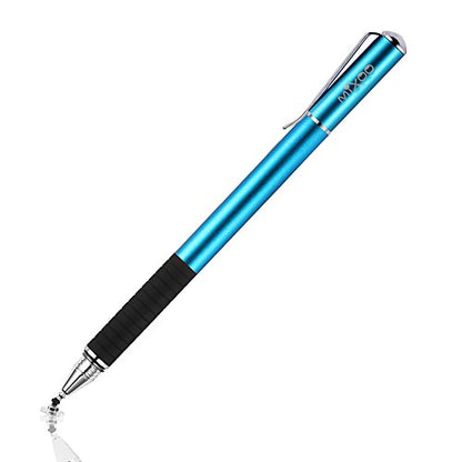 Mixoo 2-in-1 High Precision Stylus (Disc & Fiber Tips 2 in 1 Series), Extra with 3 Replaceable Tips, Compatible with Capacitive Touch Screen Devices (Blue) - color: Blue