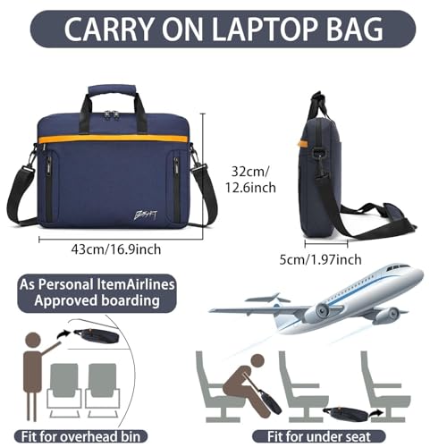 BESMART Waterproof RFID Laptop Bag fits 15.6 Inch Computer, Shoulder Business Briefcase Bag Crossbody Messenger Bags for Men - color: Navy